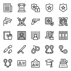 Outline icons for law and justice