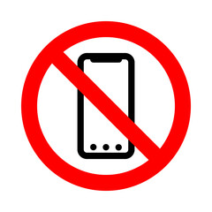 no mobile phone or smartphone allowed red round vector sign
