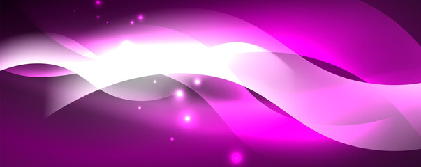 Shiny glowing neon wave, light lines abstract background. Magic energy and motion concept. Vector wallpaper template