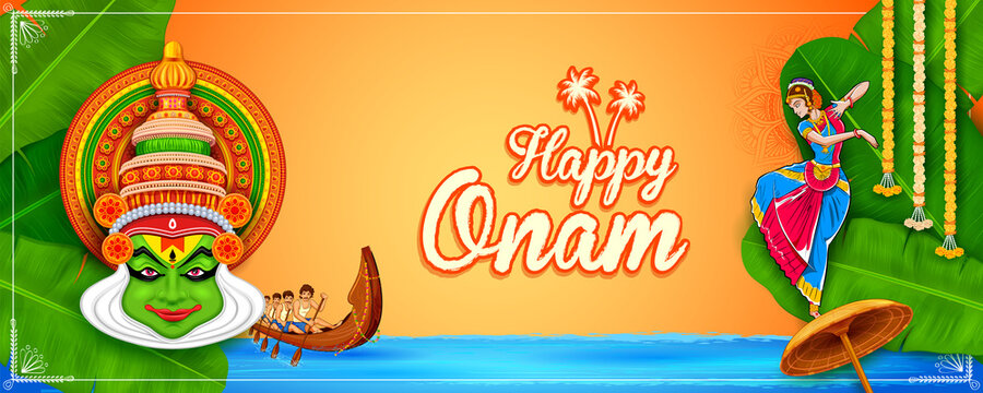 Ccelebration background for Happy Onam festival of South India Kerala