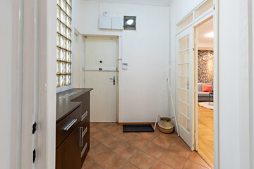 Apartment entrance corridor interior with door