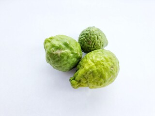 Fresh green bergamot on white background