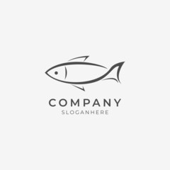 line art fish logo element perfect for fishing modern company