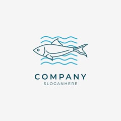  wave and fish logo element perfect for fishing modern company