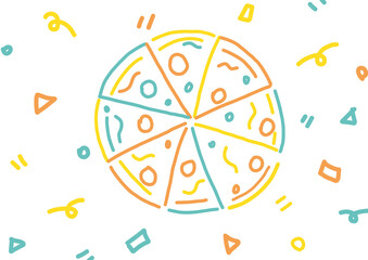 パーティーをイメージしたピザのシンプルなイラスト

