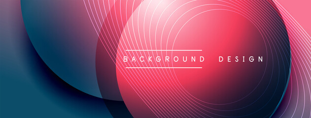 Gradient circles with shadows. Vector techno abstract background. Modern overlapping forms wallpaper background, design template