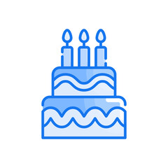 Birthday cake vector Blue colour icon style illustration. EPS 10 File