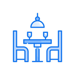 Table setting vector Blue colour icon style illustration. EPS 10 File