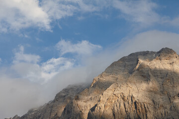 Albanian mountain ridge at sunset in Valbone valley