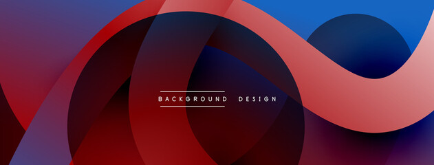 Abstract overlapping lines and circles geometric background with gradient colors
