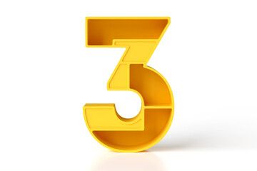 Futuristic or kids funny style 3D number 3. Great font for headers, posters, web advertisements or print projects. High resolution 3D rendering.