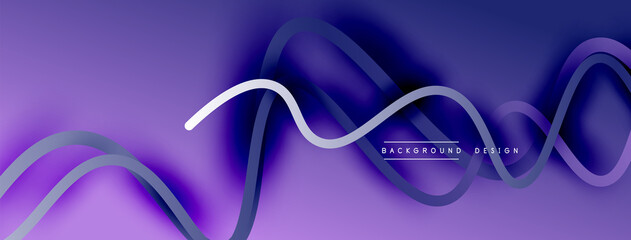 Abstract gradient background with wave line with shadow effect. Geometric composition. 3D shadow effects and fluid gradients