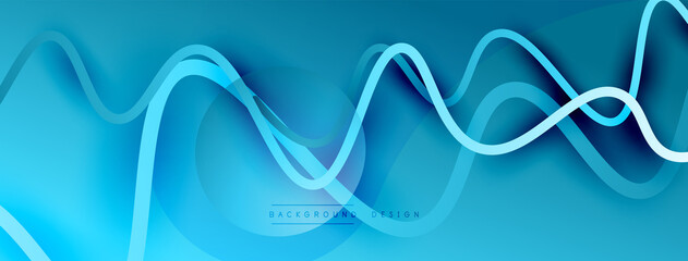 Abstract gradient background with wave line with shadow effect. Geometric composition. 3D shadow effects and fluid gradients