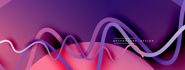 Abstract gradient background with wave line with shadow effect. Geometric composition. 3D shadow effects and fluid gradients