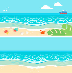 Fototapeta na wymiar 海と砂浜のバナー背景イラスト
