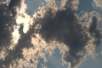 Fototapeta na wymiar white clouds float across the blue sky