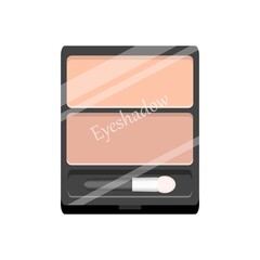 Vector palette with eye shadows. Rectangle eyeshadow palette with two pastel colors. Professional eye cosmetics. A palette with decorative eye paints. Cosmetics for women.