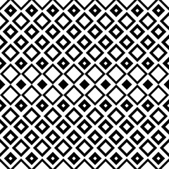 Quadrangles black and white checker ornament. Vector abstract rhombs pattern. Seamless empty black rhombuses wallpaper.