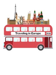 Obraz na płótnie Canvas travel europe london bus. flat style image vector