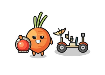 the cute carrot as astronaut with a lunar rover