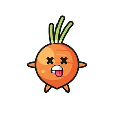 character of the cute carrot with dead pose
