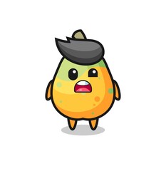 the shocked face of the cute papaya mascot