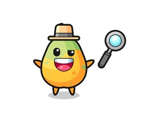 illustration of the papaya mascot as a detective who manages to solve a case