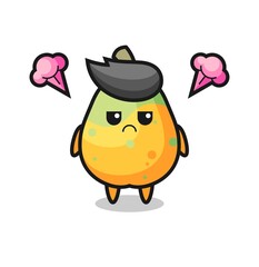 annoyed expression of the cute papaya cartoon character