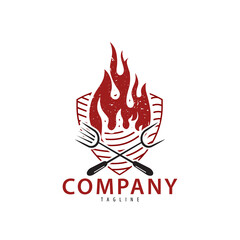 Barbecue logo, grill label, badge, Bbq hot grill logo icon and singing eps 10