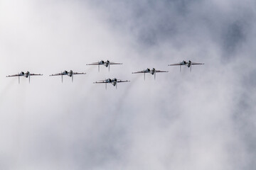 demonstration flights of modern combat aircraft at the Max-21 aerospace salon in Zhukovsky