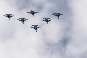 demonstration flights of modern combat aircraft at the Max-21 aerospace salon in Zhukovsky