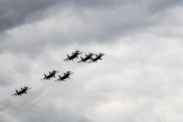 demonstration flights of modern combat aircraft at the Max-21 aerospace salon in Zhukovsky