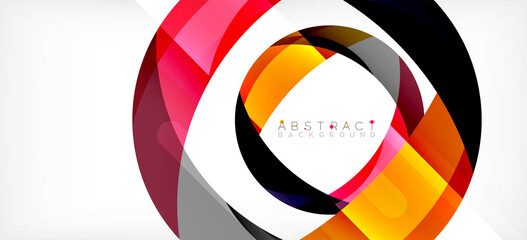 Geometric abstract background. Circle created with overlapping color shapes. Vector Illustration For Wallpaper, Banner, Background, Landing Page