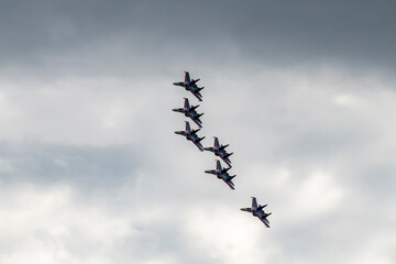 demonstration flights of modern combat aircraft at the Max-21 aerospace salon in Zhukovsky