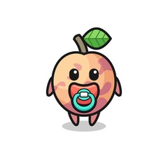 baby pluot fruit cartoon character with pacifier