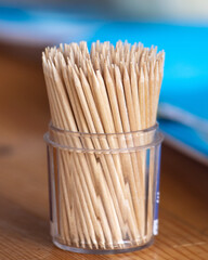 A set of wooden toothpicks. - obrazy, fototapety, plakaty