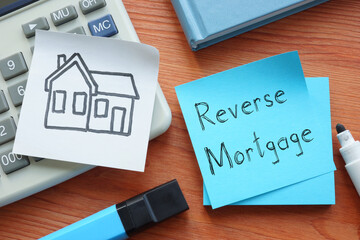 Reverse mortgage is shown on the business photo using the text