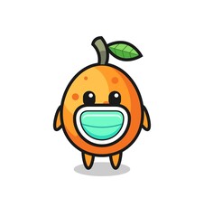 cute kumquat cartoon wearing a mask