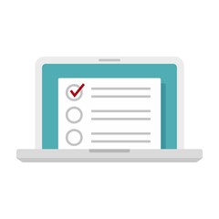 Laptop inventory list icon flat isolated vector