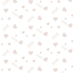 Pattern with hearts and love lettering. Background, wallpaper.