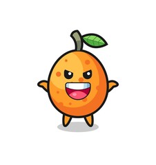 the illustration of cute kumquat doing scare gesture