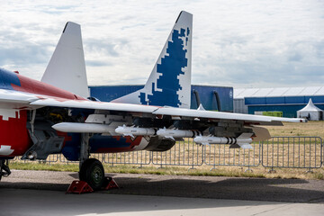 fragments of large new aircraft at the Max-21 aerospace salon in Zhukovsky