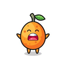 cute kumquat mascot with a yawn expression