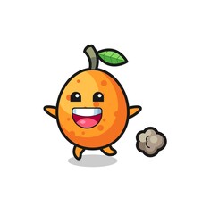 the happy kumquat cartoon with running pose