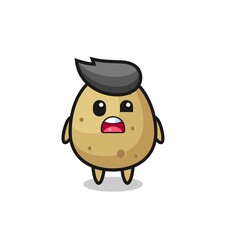 the shocked face of the cute potato mascot