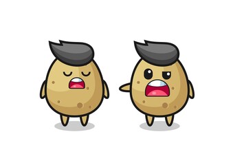 illustration of the argue between two cute potato characters