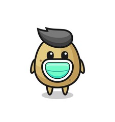 cute potato cartoon wearing a mask