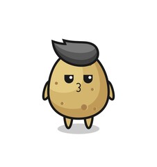 the bored expression of cute potato characters