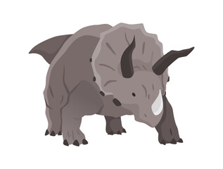Triceratops dinosaur flat icon. Colored isolated prehistoric reptile monster on white background. Herbivorous  cartoon dino animal