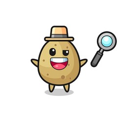 illustration of the potato mascot as a detective who manages to solve a case